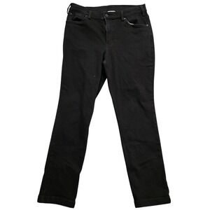 Duluth Trading Co Black Denim Straight Leg Work Pants Hammer Loop Womens 12x29